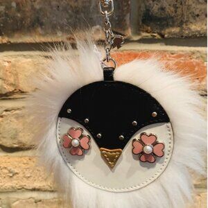 NEW Kate Spade Penguin Furry Keychain Key Fob Bag Charm